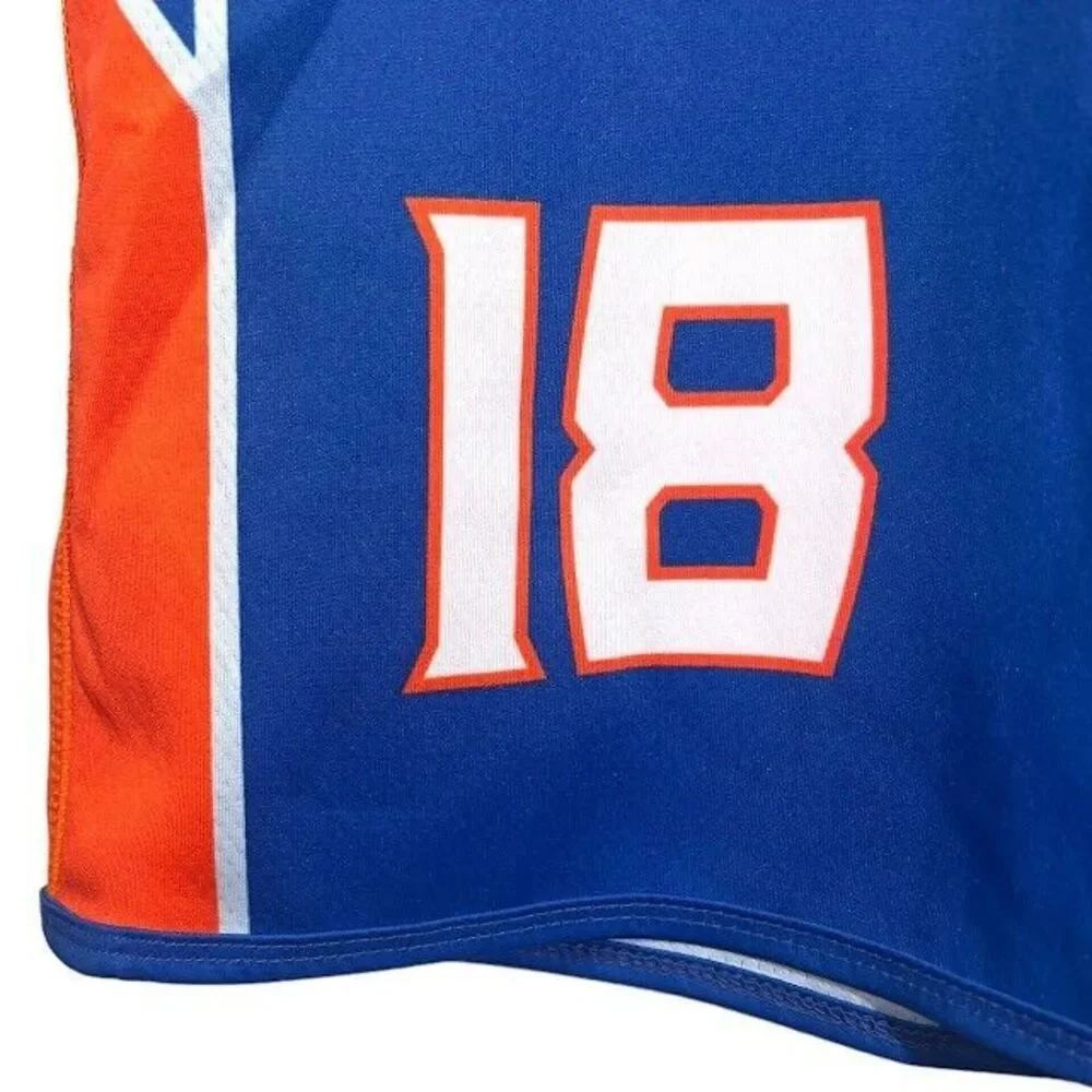Rhino Lacrosse Academy Reversible Jersey Top Youth L/XL White Blue Orange# 18‎